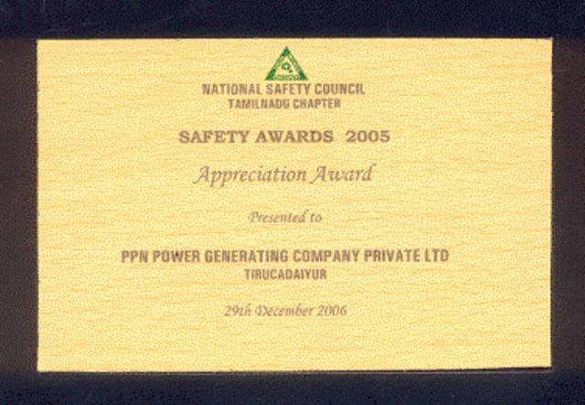 National Safety Council, Tamil Nadu Chapter’s Appreciation Award for 2005